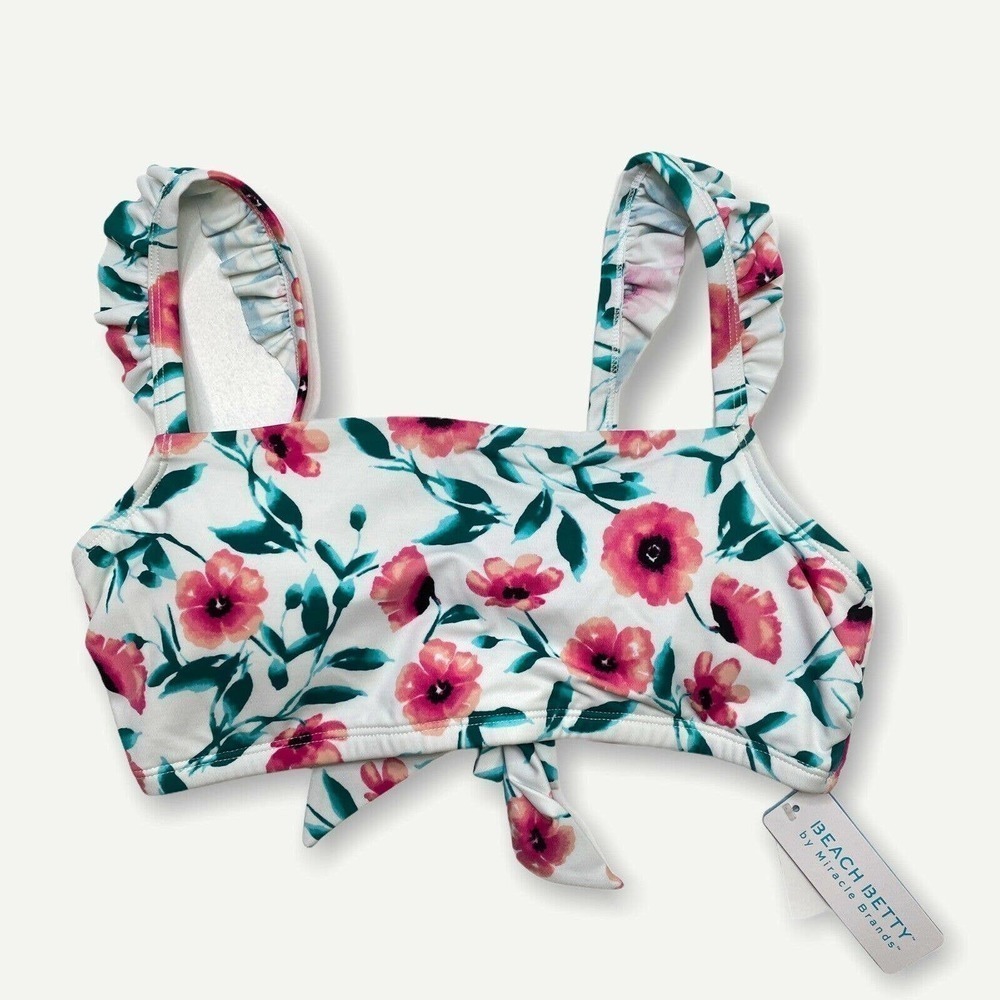 NWT Beach Betty Ruffle Strap Floral Bikini Top